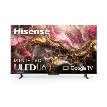 Hisense 75-Inch Class U6 Series Mini-LED ULED 4K UHD Google Smart TV (75U6K) - QLED, Full Array Local Dimming, Dolby Vision IQ，HDR 10+, VRR Game Mode Plus, 240 Motion Rate, Alexa Compatibility