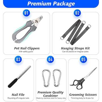 ATESON Pet Grooming Hammock for XXL Large Dogs with Nail Clippers/Nail Trimmers/Grooming Scissors, Dog Grooming Harness for Nail Trimming, Pet Grooming Sling Helper