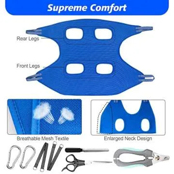 ATESON Pet Grooming Hammock for XXL Large Dogs with Nail Clippers/Nail Trimmers/Grooming Scissors, Dog Grooming Harness for Nail Trimming, Pet Grooming Sling Helper