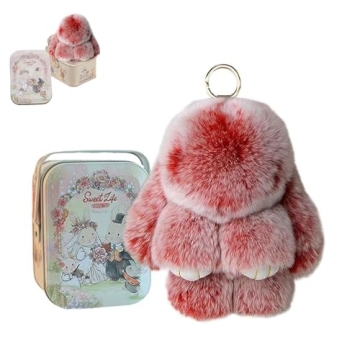 BOVVSKY Bunnylulu Plush Keychain with Decorative Tin Box – Adorable Bunny Charm for Bags, Phones, ...