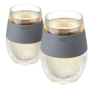 Host Wine Freeze Cup Set of 2 - Plastic Double Wall Insulated Wine Cooling Freezable Drink Vacuum Cu...
