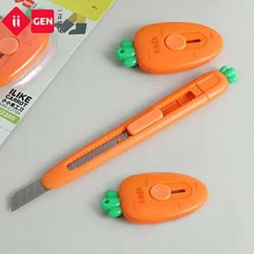 DAZAIGE 4 Pack Mini Utility Knives Creative Retractable Letter Opener with Snap Off Blades Cute Craft Touch Knife with Key Chain Hole for Cutting Paper Cardboard Thin Sheets Office School Stationery