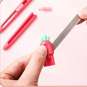 DAZAIGE 4 Pack Mini Utility Knives Creative Retractable Letter Opener with Snap Off Blades Cute Craft Touch Knife with Key Chain Hole for Cutting Paper Cardboard Thin Sheets Office School Stationery