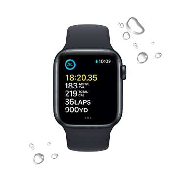 Apple Watch SE (2nd Gen) [GPS 40mm] Smart Watch w/Midnight Aluminum Case & Midnight Sport Band - S/M. Fitness & Sleep Tracker, Crash Detection, Heart Rate Monitor, Retina Display, Water Resistant