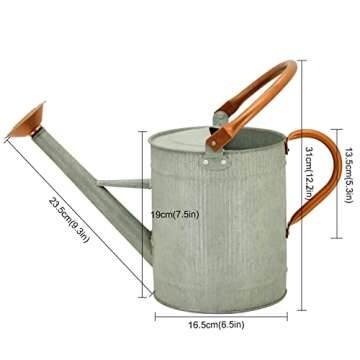 HORTICAN 1 Gallon Watering Can, Farmhouse Watering Can, Metal Watering Can with Removable Spout, Galvanized Watering Can, Perfect Plant Watering Can for Indoor Use and for Outdoor Use