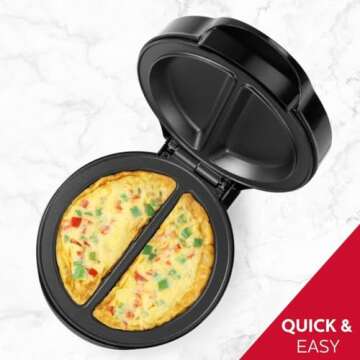 Holstein Housewares - Non-Stick Omelet & Frittata Maker, Stainless Steel - Makes 2 Individual Portio...