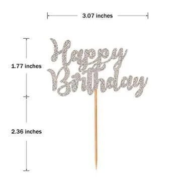 Donoter 48 Pcs Glitter Happy Birthday Cupcake Toppers Cake Picks for Birthday Party Decoration Suppl...