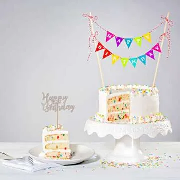 Donoter 48 Pcs Glitter Birthday Cupcake Toppers