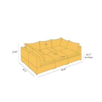 VANOMi Modular Sectional Sofa, 6 Seater Sleeper Sectional Sofa Modular Sectional Couch for Living Ro...