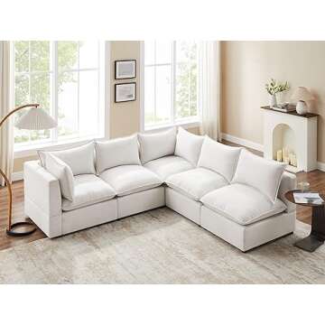 VANOMi Modular Sectional Sofa, 6 Seater Sleeper Sectional Sofa Modular Sectional Couch for Living Room, Sofa Bed-M