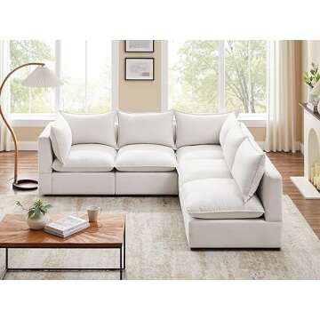 VANOMi Modular Sectional Sofa, 6 Seater Sleeper Sectional Sofa Modular Sectional Couch for Living Room, Sofa Bed-M