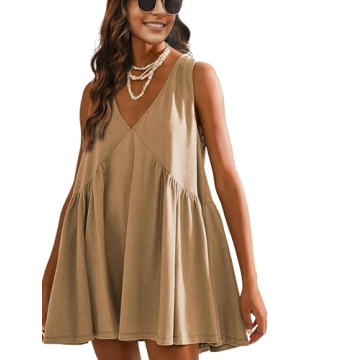 Athlisan Women's Summer Sleeveless Mini Dress - Casual V Neck Trends