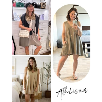 Athlisan Women's Summer Sleeveless Mini Dress with Pockets