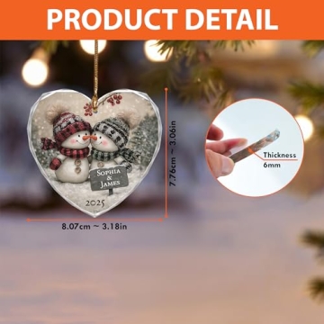 Noni Personalized Couple Heart Glass Ornament for Christmas, Custom Names and Year 2025