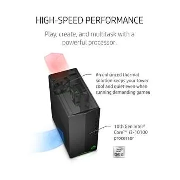 HP Pavilion Gaming Desktop, NVIDIA GeForce GTX 1650 SUPER, Intel Core i3-10100, 8 GB DDR4 RAM, 256 GB PCIe NVMe SSD, Windows 11, USB Mouse and Keyboard, Compact Tower Design (TG01-1022, 2020)
