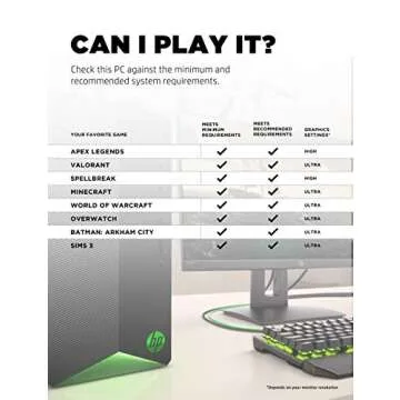 HP Pavilion Gaming Desktop, NVIDIA GeForce GTX 1650 SUPER, Intel Core i3-10100, 8 GB DDR4 RAM, 256 GB PCIe NVMe SSD, Windows 11, USB Mouse and Keyboard, Compact Tower Design (TG01-1022, 2020)