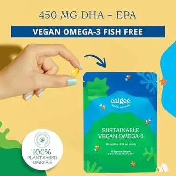 Calgee Vegan Omega 3-450mg DHA & EPA Fatty Acids - Sustainable Algae Oil - Plant-Based Fish Oil Alte...