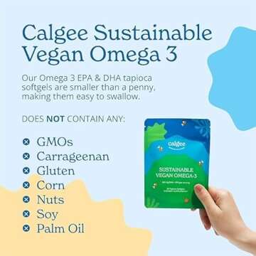 Calgee Vegan Omega 3-450mg DHA & EPA Fatty Acids - Sustainable Algae Oil - Plant-Based Fish Oil Alternative - Carrageenan-Free Softgels (60 Ct)