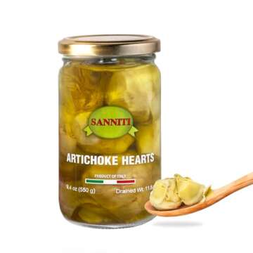 Sanniti Italian Artichoke Hearts in Jar | Authentic Italian Flavor | Perfect for Appitizers, Pasta, ...