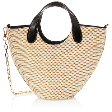 Stylish Women's Jade Straw Tote with Chain Strap