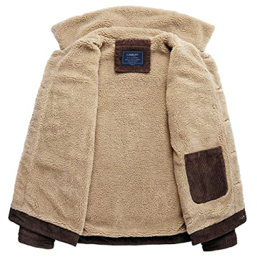 LOUECHY Men's Sherpa Lined Corduroy Trucker Winter Jacket