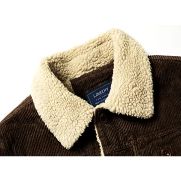 LOUECHY Men's Sherpa Lined Corduroy Trucker Winter Jacket
