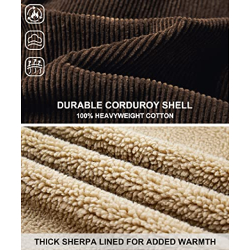 LOUECHY Men's Sherpa Lined Corduroy Trucker Winter Jacket