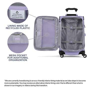 Travelpro Maxlite 5 Softside Expandable Carry on Luggage with 4 Spinner Wheels, Lightweight Suitcase, Men and Women, Violet, Carry On 21-Inch