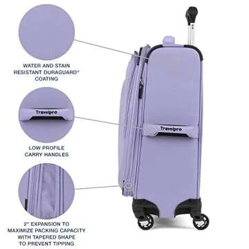 Travelpro Maxlite 5 Softside Expandable Carry on Luggage with 4 Spinner Wheels, Lightweight Suitcase, Men and Women, Violet, Carry On 21-Inch