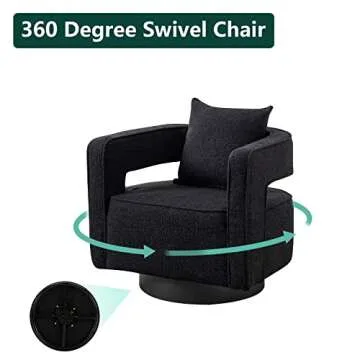 ODUWA Swivel Barrel Accent Chair Set of 2,26" W Modern Round Boucle Arm Chair with Black Base,Upholstered Comfy 360 Degree Swivel Single Circle Club Chair for Nursery Bedroom Living Room Hotel Office