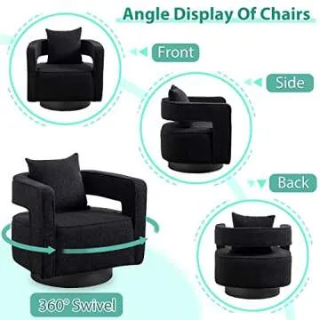 ODUWA Swivel Barrel Accent Chair Set of 2,26" W Modern Round Boucle Arm Chair with Black Base,Upholstered Comfy 360 Degree Swivel Single Circle Club Chair for Nursery Bedroom Living Room Hotel Office