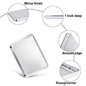 TeamFar Toaster Oven Pan Tray with Cooling Rack, Stainless Steel Toaster Ovenware Pan, Compact 8''x10''x1'', Healthy & Non Toxic, Rust Free & Easy Clean - Dishwasher Safe