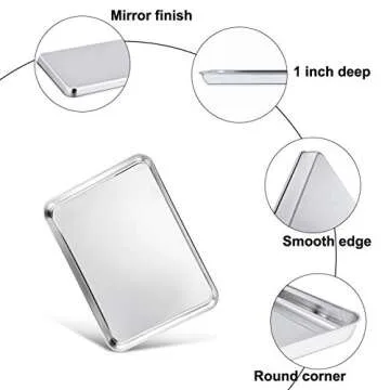 TeamFar Toaster Oven Pan Tray with Cooling Rack, Stainless Steel Toaster Ovenware Pan, Compact 8''x10''x1'', Healthy & Non Toxic, Rust Free & Easy Clean - Dishwasher Safe