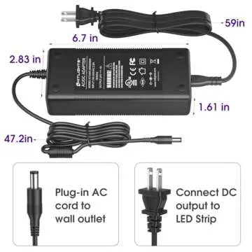 HitLights 24V Power Supply, 5A 120W Adapter Transformer UL Listed, 110V-240V AC to 24V DC Converter with 5.5 x 2.1mm DC Plug ＆ AC Cord for LED Strip Lights and Other Low Voltage Devices