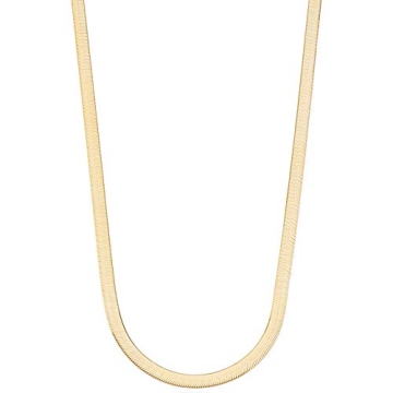 Miabella Solid 18K Gold Over 925 Sterling Silver Italian 4.5mm Flexible Flat Herringbone Chain Neckl...