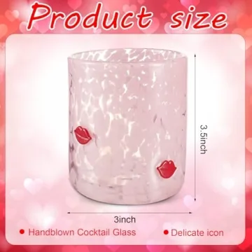 Skylety 2 Pcs Valentine's Day Hand Blown Glass Set