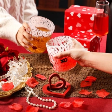 Skylety 2 Pcs Valentine's Day Hand Blown Glass Set