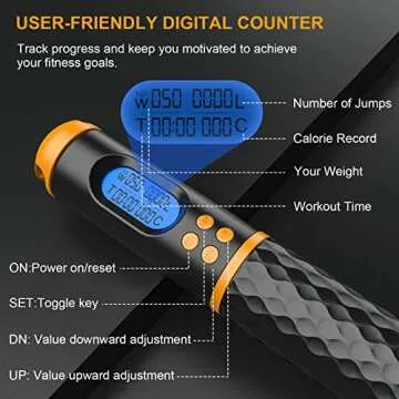 Smart Jump Rope, Fitness Skipping Rope with Weight/Lap/Time/Calorie Record, Adjustable Digital Counting Jump Ropes for Home Gym, Cordless Jumping Rope for Men Women Kids Fitness Exercise Training