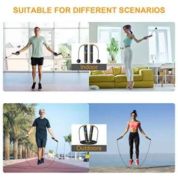 Smart Jump Rope, Fitness Skipping Rope with Weight/Lap/Time/Calorie Record, Adjustable Digital Counting Jump Ropes for Home Gym, Cordless Jumping Rope for Men Women Kids Fitness Exercise Training