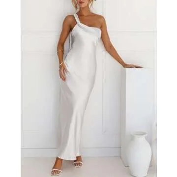 2025 Satin One Shoulder Maxi Dress - Elegant Wedding Guest Dress