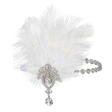 SWEETV 1920s Feather Headpiece for Vintage Glamour