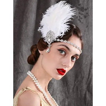 SWEETV 1920s Feather Headpiece for Vintage Glamour