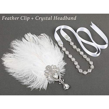 SWEETV 1920s Feather Headpiece for Vintage Glamour