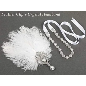 SWEETV 1920s Feather Headpiece for Vintage Glamour