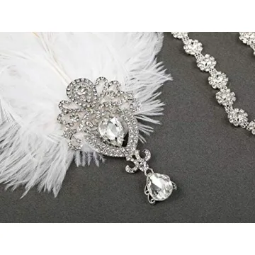 SWEETV 1920s Feather Headpiece for Vintage Glamour