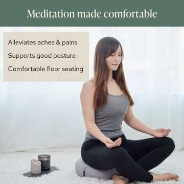 Mindful & Modern Large Meditation Cushion for Zafu Yoga - Meditation Pillow for Sitting on the Floor...