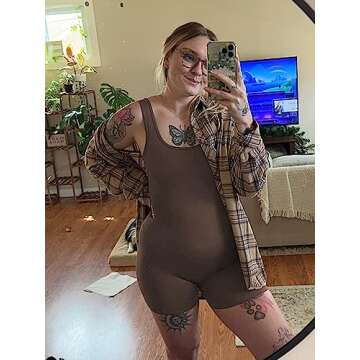 AIBIANOCEL Women's Maternity Bodysuit Pregnancy Shapewear Sleeveless Tank Top Shorts Ribbed Romper J...