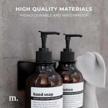 MaisoNovo Adhesive Soap Holder | Shampoo Bottle Holder Set of 2 - Black | Soap Bottle Holder | Wall Mounted Soap Holder | Soap Dispenser Holder