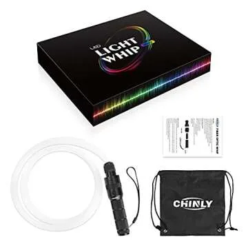 CHINLY Fiber Optic Whip, LED Light Whip for Dancing, with 40 Color Effect Mode and 360°Swivel, Rave Accessories for Parties, Light Shows, EDM Music Festivals, Unique Gifts for Girlfriend,Girl,Wife