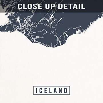 Iceland City Street Map Wall Art Home Decor Poster Urban City Hometown Road Print - 70 Color Choices - Unframed